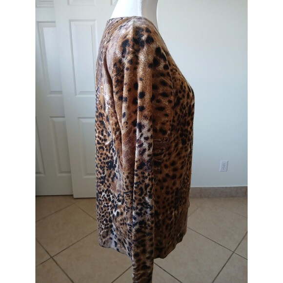 Cathy Daniels Womens Top  Sweater 100%Cashmere Large Animal Print Pullover - Picture 2 of 13